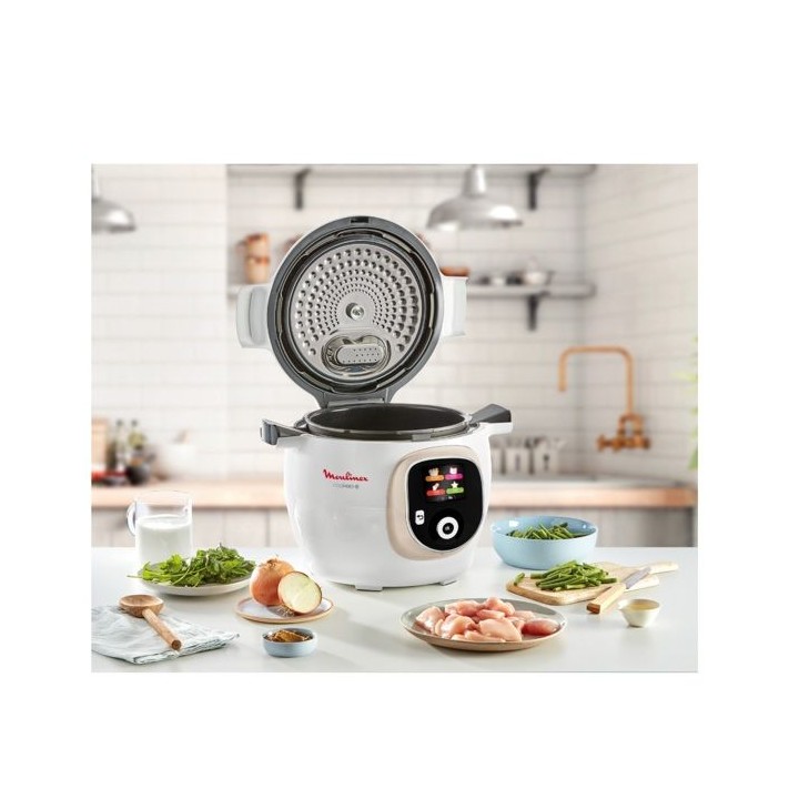 Robot cuiseur mijoteur Moulinex Cookeo+ 6L blanc – Multifonction programmable