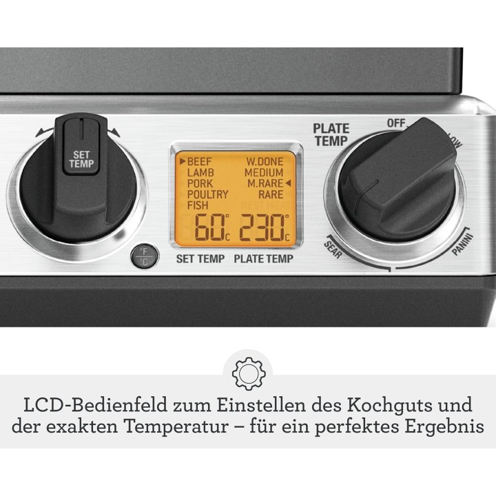 Grill électrique de contact Sage Smart Grill Pro - Inox brossé, sonde, plaques amovibles