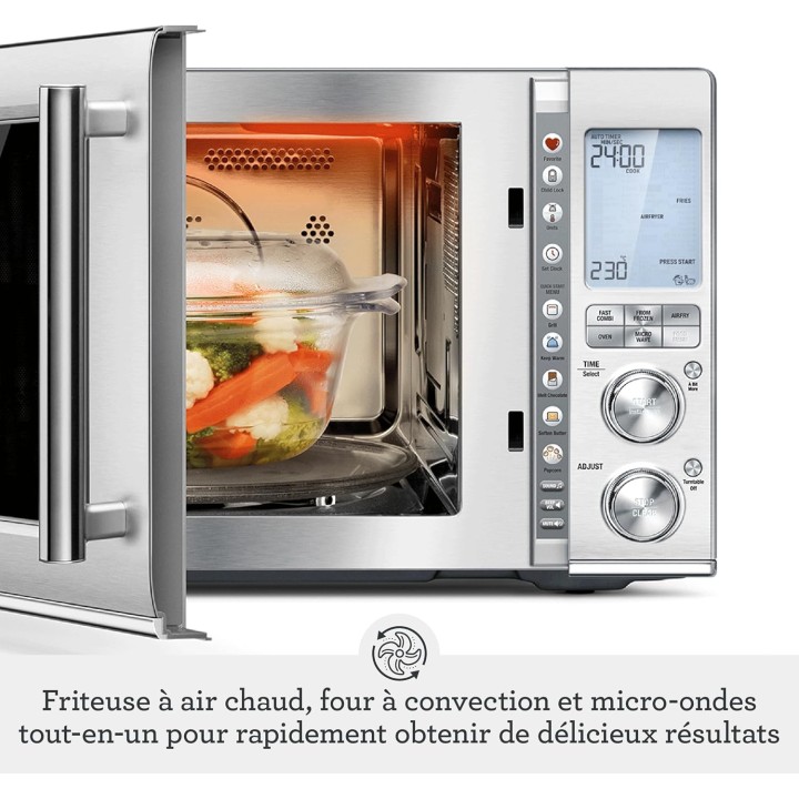 Four micro-ondes combiné 3-en-1 Sage - Friteuse à air, convection, inox brossé 32L