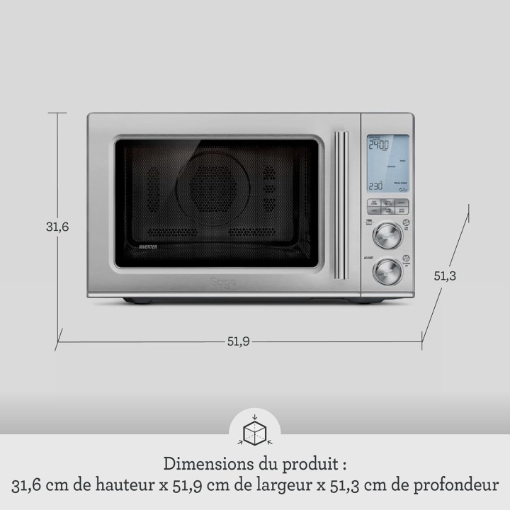 Four micro-ondes combiné 3-en-1 Sage - Friteuse à air, convection, inox brossé 32L