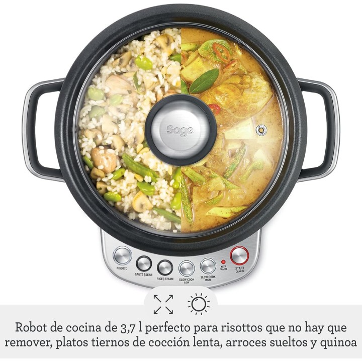 Cuiseur de riz Sage - Multicuiseur inox 3,7L, maintien au chaud, bol céramique
