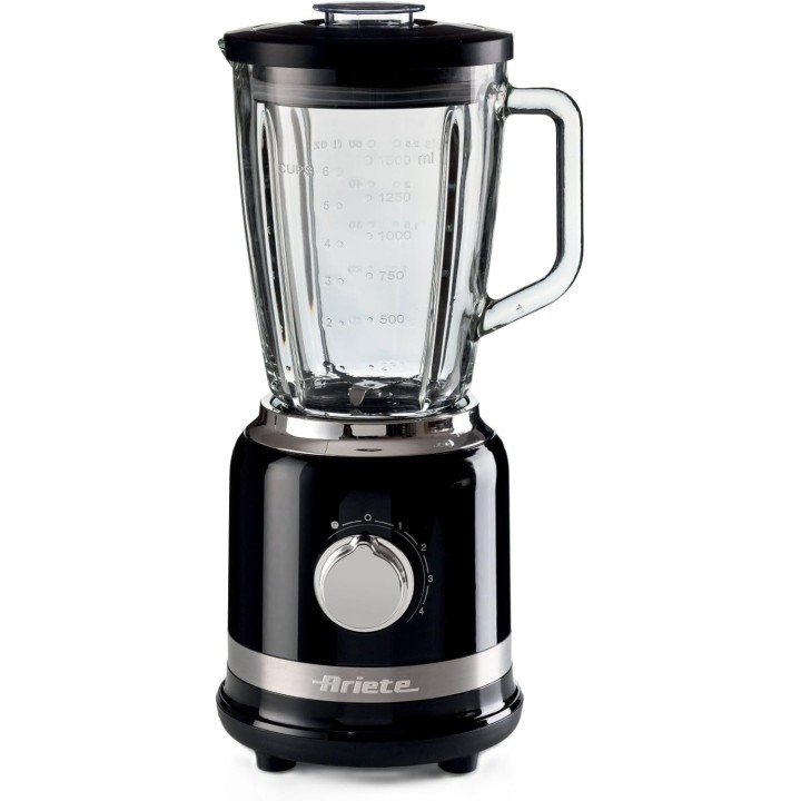 Blender Ariete Moderna noir – 1000 W, 1,5 L, bol verre, broyeur à glace, Pulse