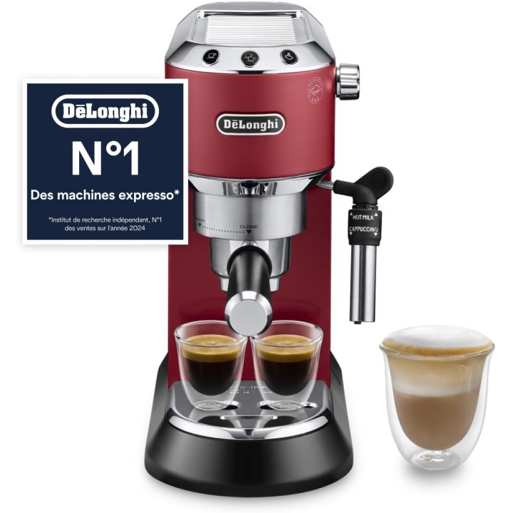 Machine à espresso compacte De'Longhi Dedica EC685.R - Acier inoxydable rouge 15 bars