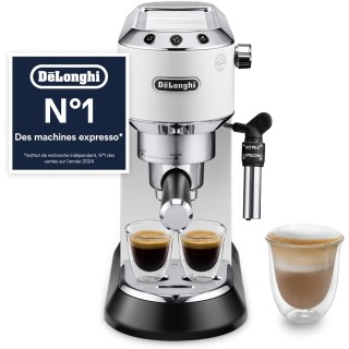 Machine à espresso De'Longhi Dedica Style EC685.W - 15 bars, buse vapeur, inox blanc, compacte