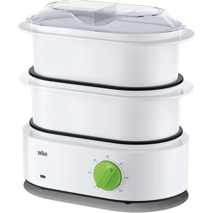 Cuiseur vapeur électrique Braun FS3000 - 2 bols amovibles 6,2L - Blanc
