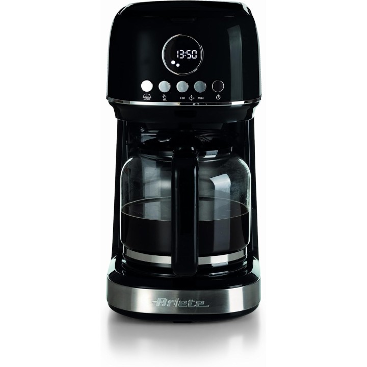 Cafetière filtre programmable 15 tasses - Carafe verre trempé - Moderne noir Ariete