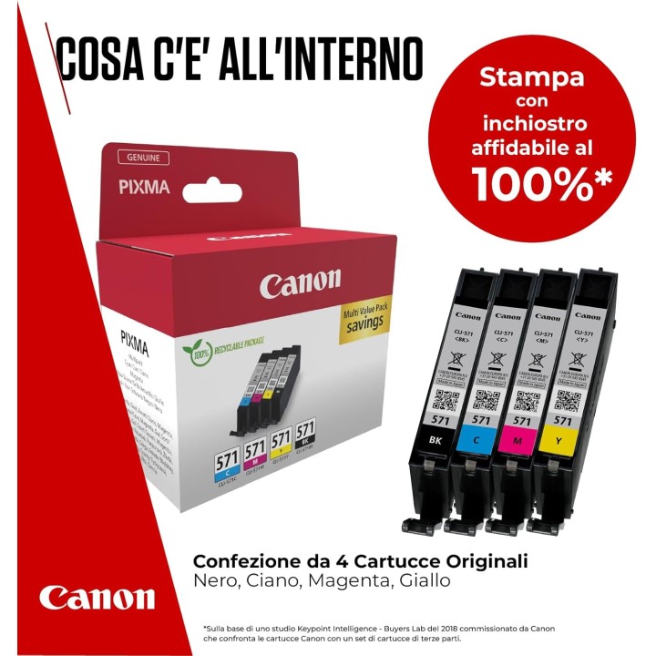 Pack de cartouches d'encre Canon CLI-571 - 4 couleurs - Compatibilité PIXMA MG TS