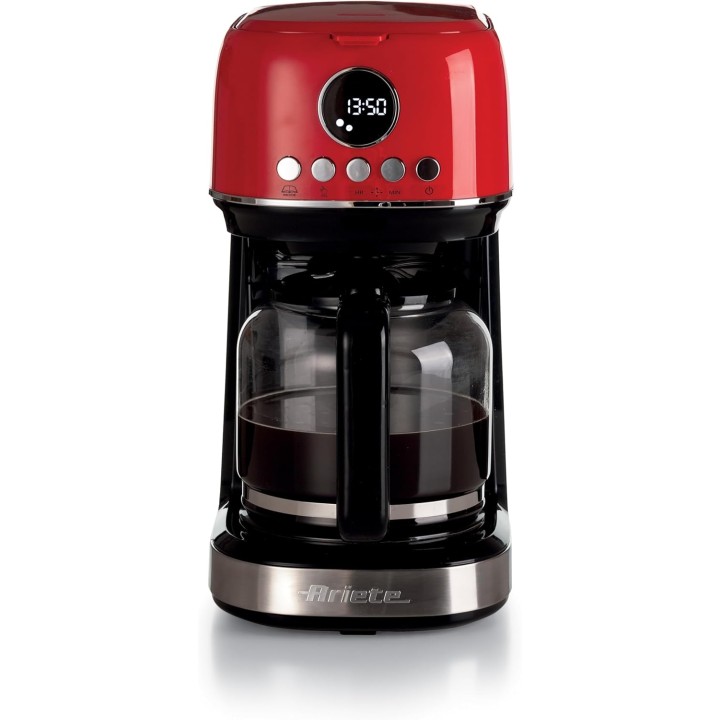 Cafetière filtre programmable 15 tasses Ariete Moderna rouge - carafe verre trempé