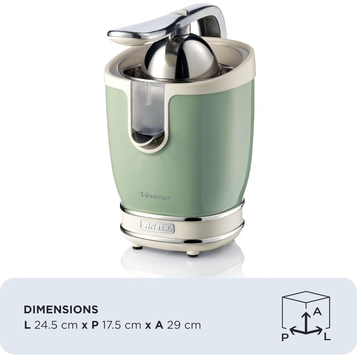 Presse-agrumes électrique Ariete 413 Positano - Levier métal, moteur silencieux, 2 cônes