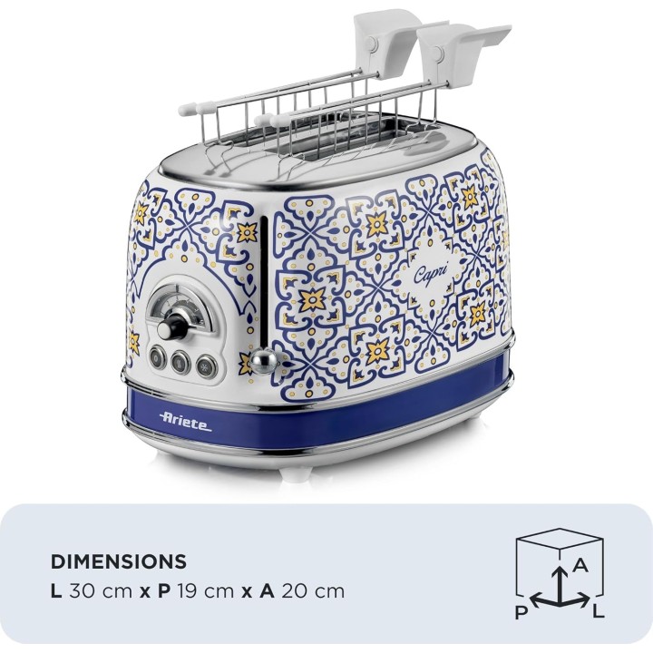 Grille-pain 2 tranches Ariete Capri 155 - 6 niveaux, défrost, plateau ramasse-miettes