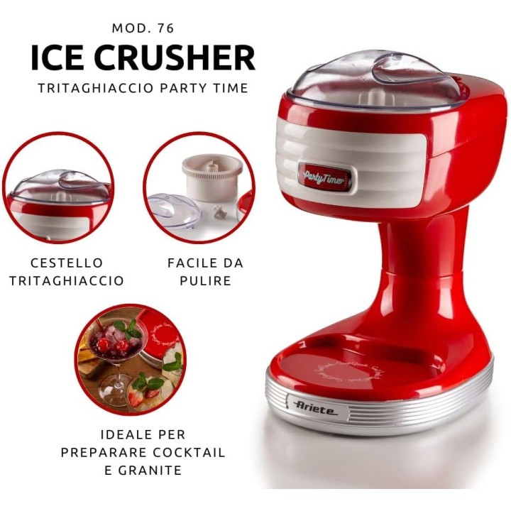 Broyeur de glace compact Ariete 30W - Lames inox pour cocktails et granités