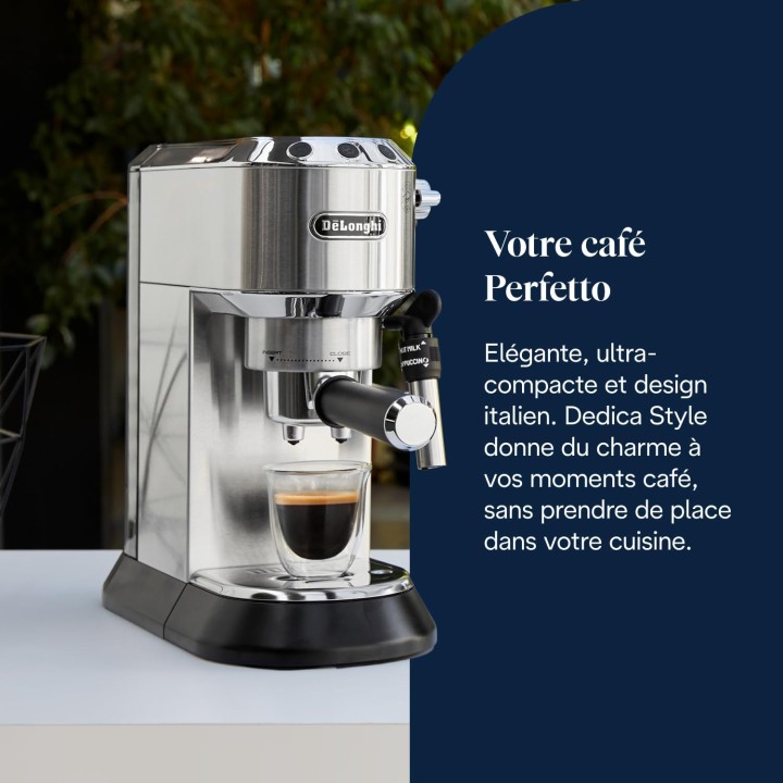 Machine à expresso compacte De'Longhi Dedica Style EC685.M - buse à mousse de lait métal