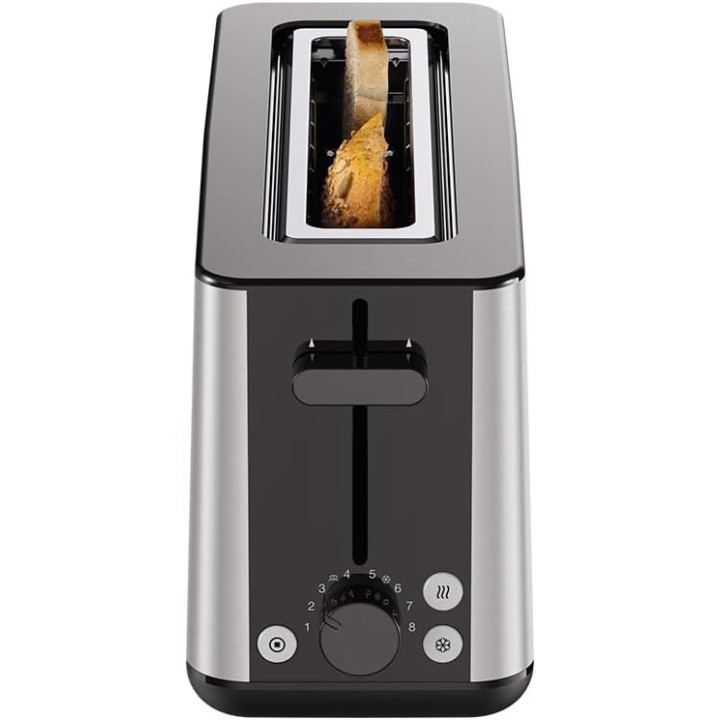 Grille-pain Braun HT 1610 BK - Fente longue 25 cm, 8 niveaux, réchauffage, inox