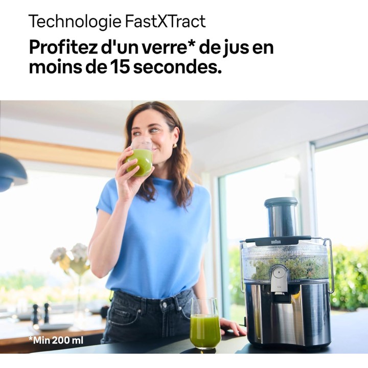Centrifugeuse Braun MultiJuice 7 SJ7000 - Extraction à froid ColdXtract 1000W 2L sécurité
