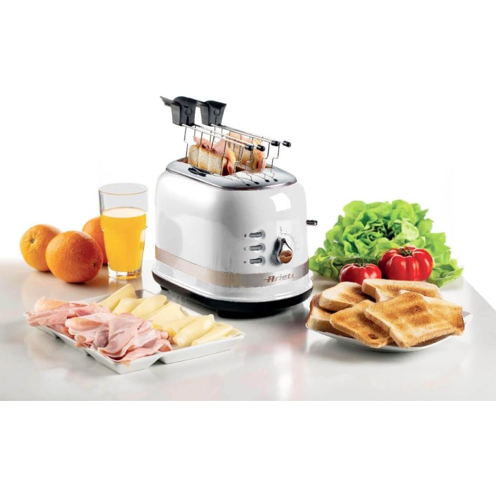 Grille-pain 2 tranches moderne - 6 niveaux de dorage, fonctions multiples, blanc Ariete
