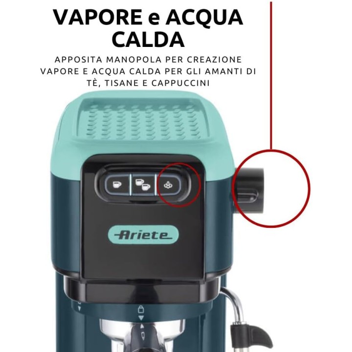 Machine à café expresso compacte Ariete 1399 - Bleu ciel - Cappuccino et dosettes ESE