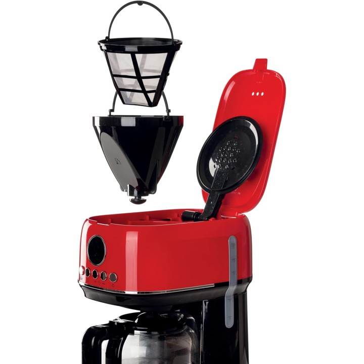 Cafetière filtre programmable 15 tasses Ariete Moderna rouge - carafe verre trempé