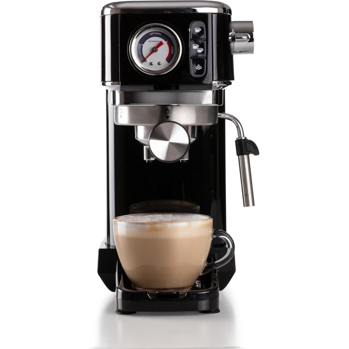 Machine à expresso Ariete noire – Manomètre, buse cappuccino, 15 bars, café moulu/dosette