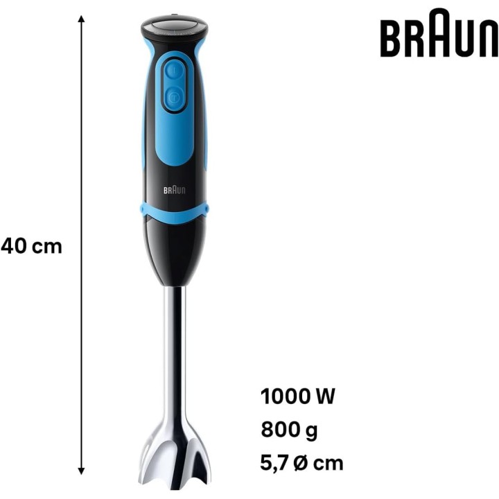 Mixeur plongeant Braun 1000 W - 21 vitesses, turbo, Powerbell Plus, accessoires