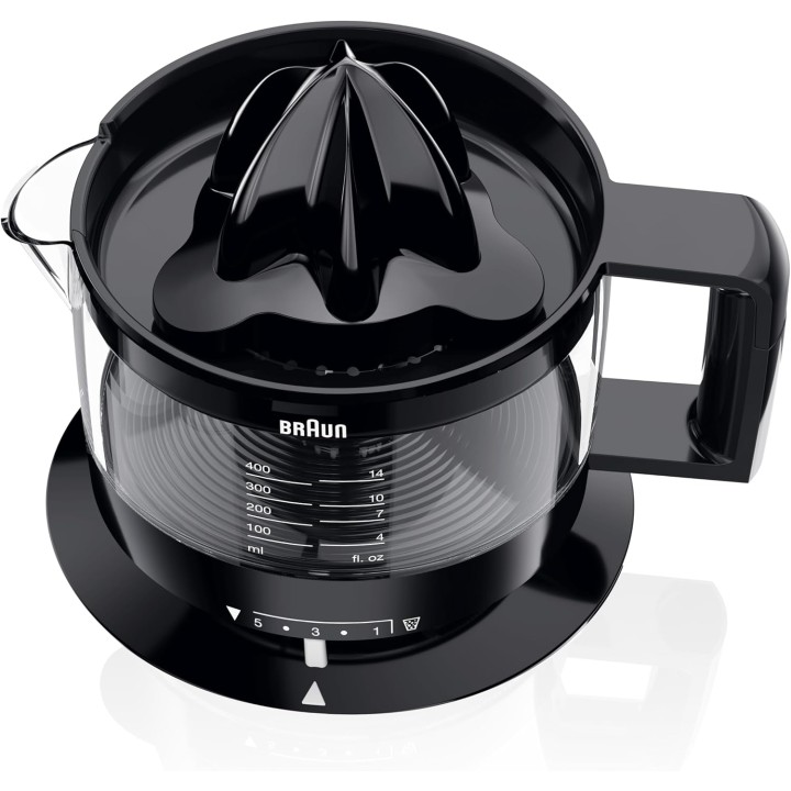 Presse-agrumes électrique Braun 350 ml noir – Rotation double sens, réglage pulpe