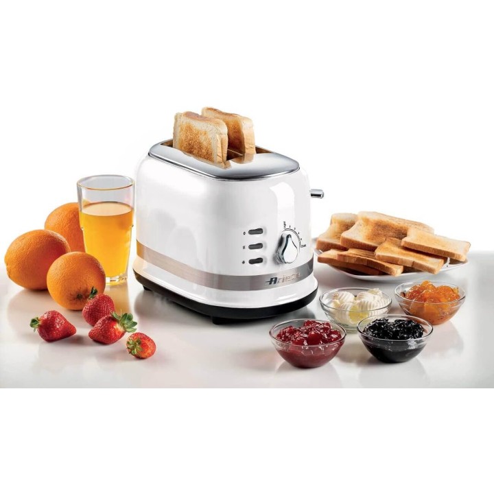 Grille-pain 2 tranches moderne - 6 niveaux de dorage, fonctions multiples, blanc Ariete