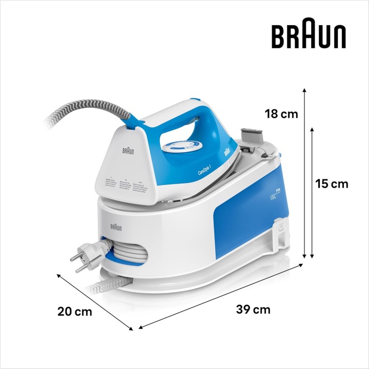 Centrale vapeur compacte Braun IS1012BL - Double Steam, semelle céramique, réservoir 1,5L