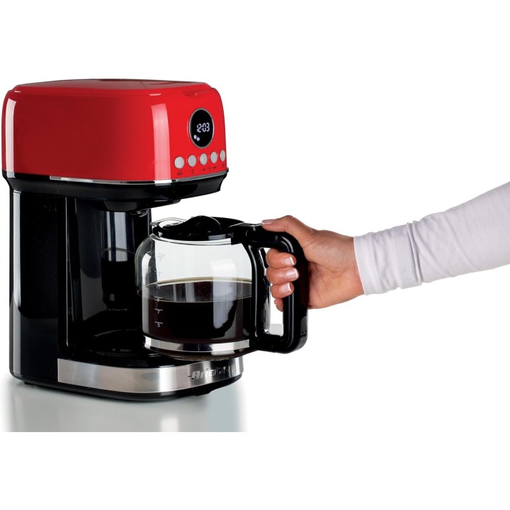 Cafetière filtre programmable 15 tasses Ariete Moderna rouge - carafe verre trempé