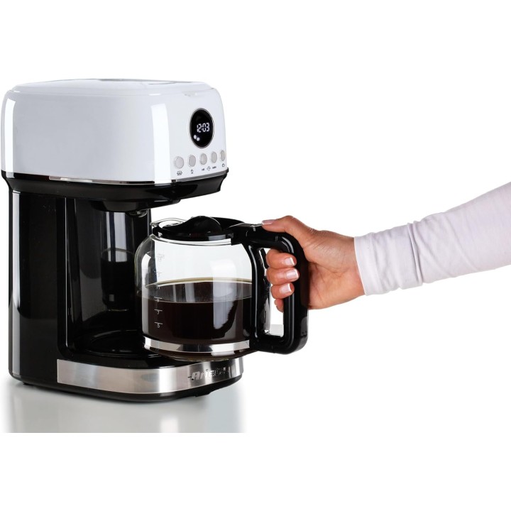 Cafetière filtre programmable Ariete 15 tasses - Carafe verre trempé blanc