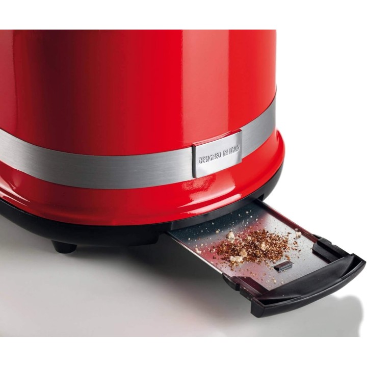 Grille-pain Ariete Moderna 149 - 2 tranches, 6 niveaux de dorure, rouge, métal