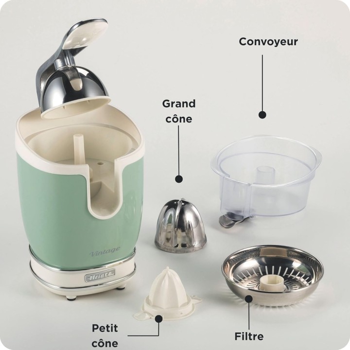 Presse-agrumes électrique Ariete 413 Positano - Levier métal, moteur silencieux, 2 cônes