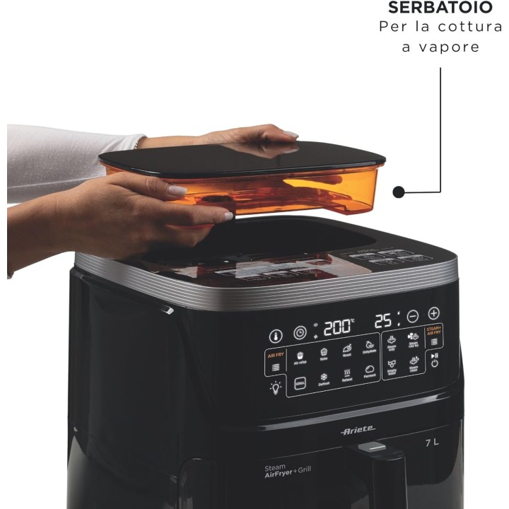 Friteuse à air multifonction 7L - Vapeur, grill, déshydratation - Ariete noir