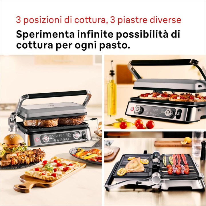 Gril électrique Braun MultiGrill 9 Pro - 2 thermostats, 3 positions, thermosonde, 2200W