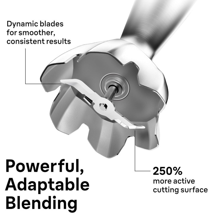Mixeur plongeant 4-en-1 Braun 500W acier inoxydable avec robot, fouet et presse-purée