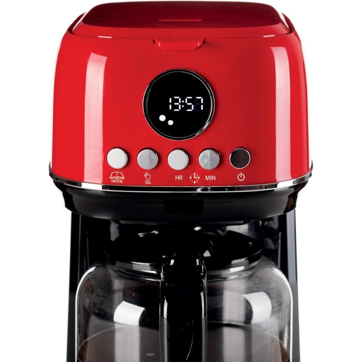 Cafetière filtre programmable 15 tasses Ariete Moderna rouge - carafe verre trempé