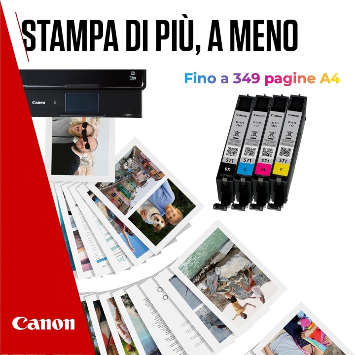 Pack de cartouches d'encre Canon CLI-571 - 4 couleurs - Compatibilité PIXMA MG TS