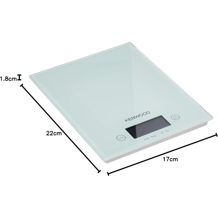 Balance de cuisine digitale Kenwood DS401 - Verre blanc - 8 kg - Pesée additionnelle