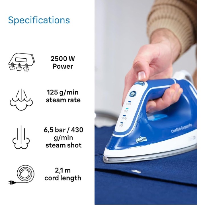 Centrale vapeur Braun CareStyle Compact Pro FreeGlide 3D - 2400W 1,5L Bleu