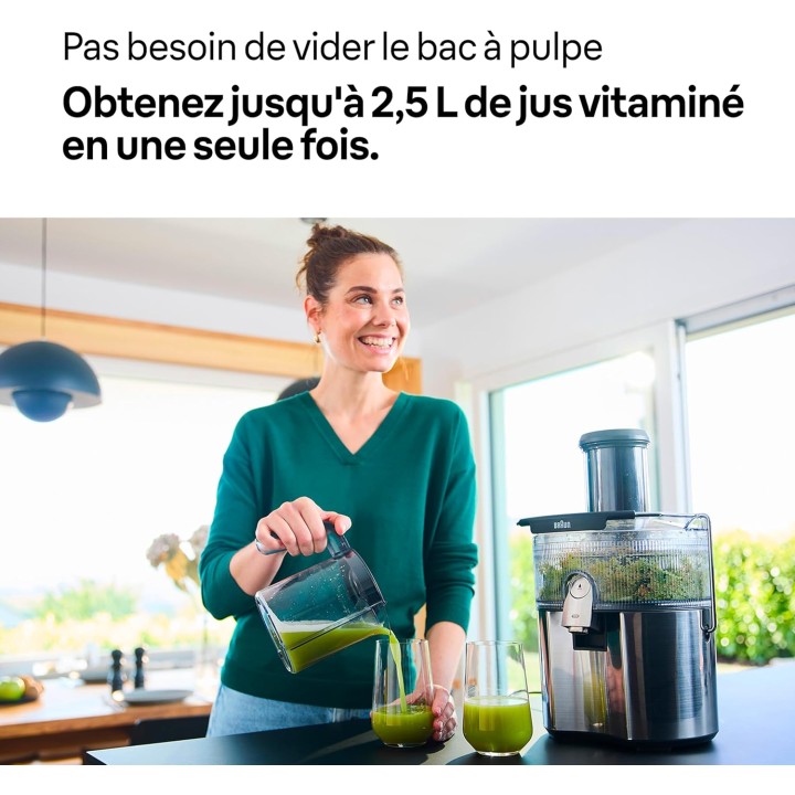 Centrifugeuse Braun MultiJuice 7 SJ7000 - Extraction à froid ColdXtract 1000W 2L sécurité