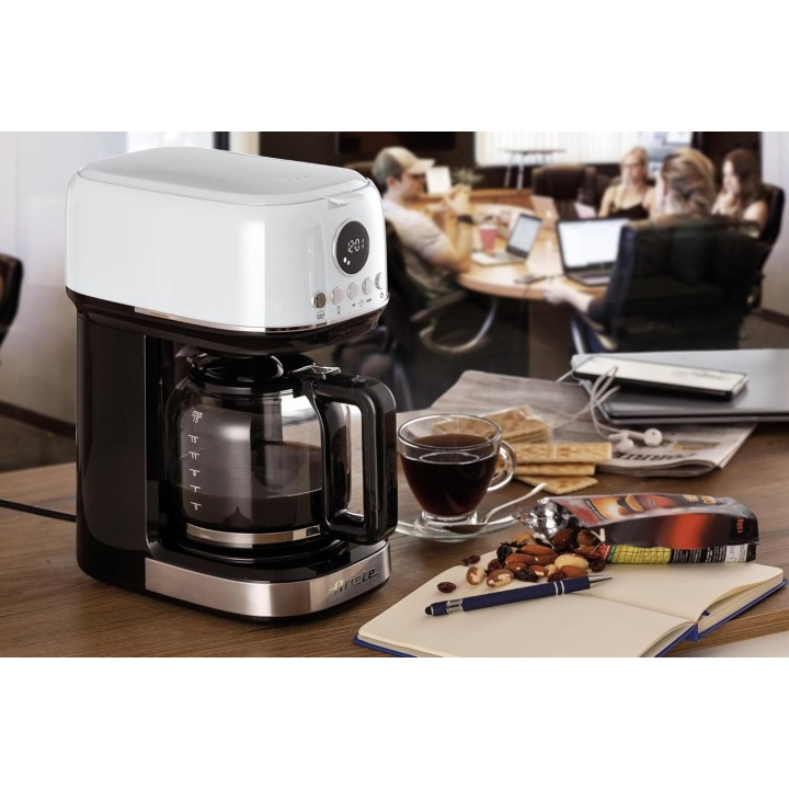 Cafetière filtre programmable Ariete 15 tasses - Carafe verre trempé blanc