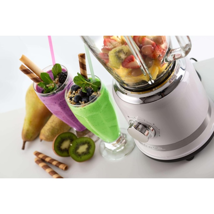Blender Ariete 585 blanc - 1000 W, bol en verre 1,5 L, Pulse, broyeur à glace
