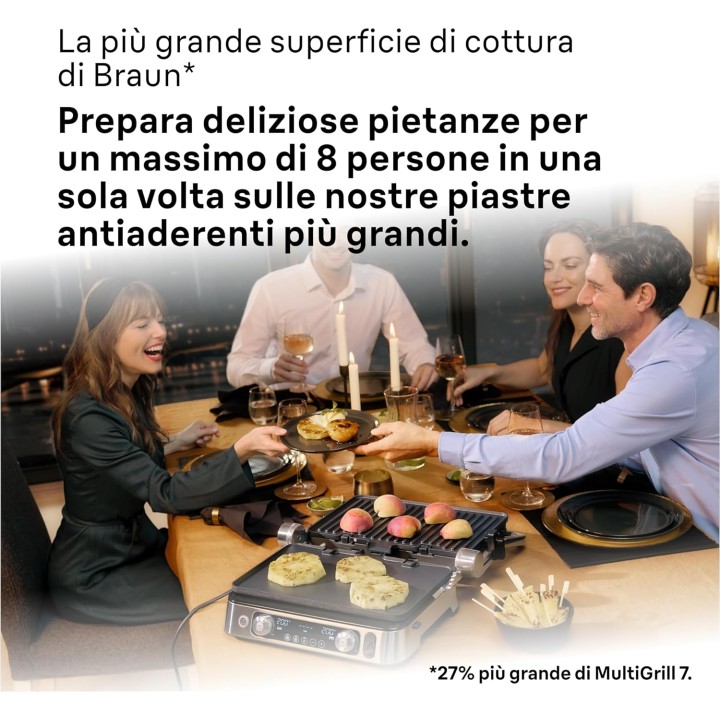 Gril électrique Braun MultiGrill 9 Pro - 2 thermostats, 3 positions, thermosonde, 2200W