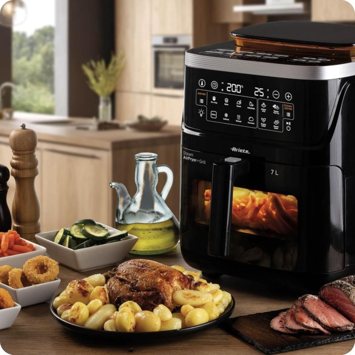 Friteuse à air multifonction 7L - Vapeur, grill, déshydratation - Ariete noir