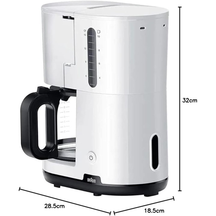 Cafetière filtre 10 tasses Braun OptiBrew - Arrêt automatique - Blanc