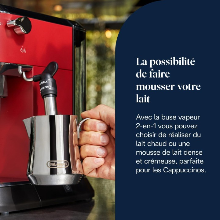 Machine à espresso compacte De'Longhi Dedica EC685.R - Acier inoxydable rouge 15 bars