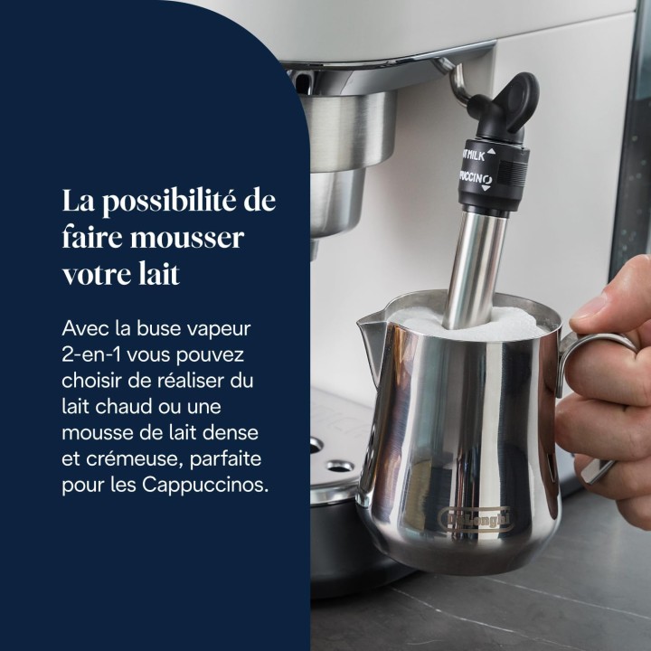 Machine à espresso De'Longhi Dedica Style EC685.W - 15 bars, buse vapeur, inox blanc, compacte