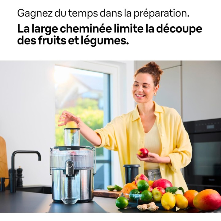 Centrifugeuse Braun MultiJuice 7 SJ7000 - Extraction à froid ColdXtract 1000W 2L sécurité