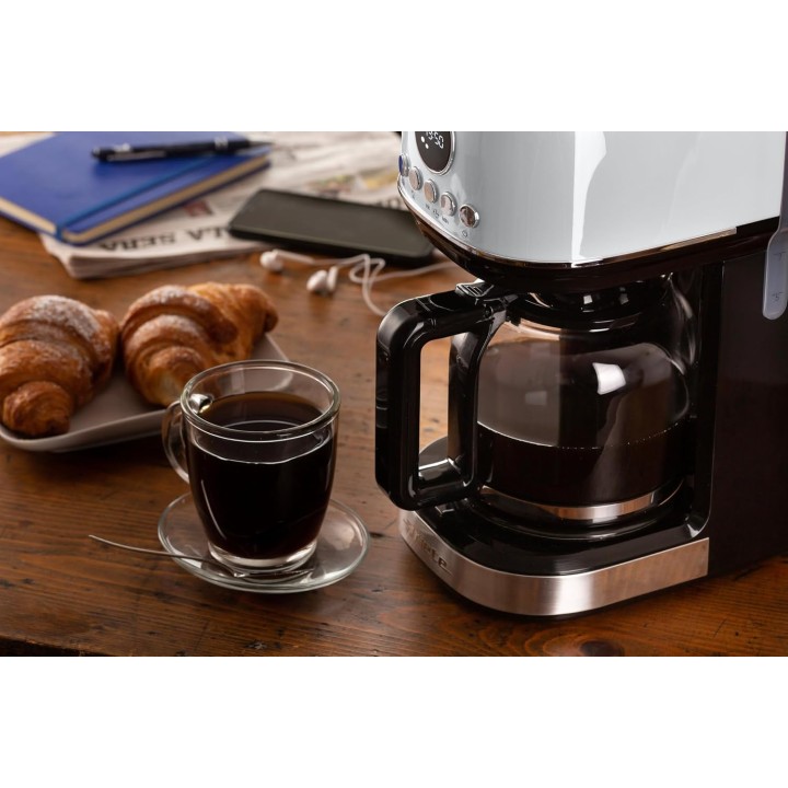 Cafetière filtre programmable Ariete 15 tasses - Carafe verre trempé blanc
