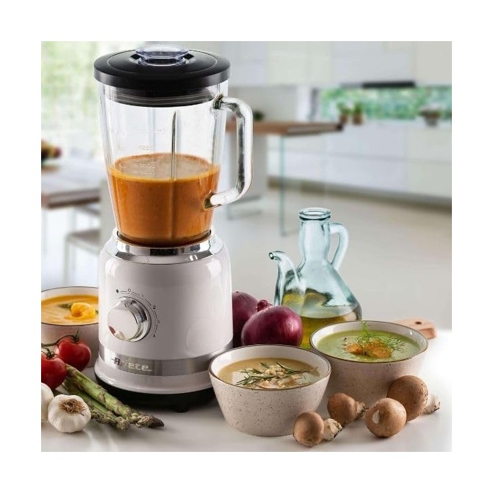 Blender Ariete 585 blanc - 1000 W, bol en verre 1,5 L, Pulse, broyeur à glace
