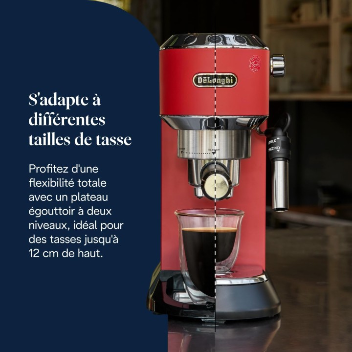 Machine à espresso compacte De'Longhi Dedica EC685.R - Acier inoxydable rouge 15 bars