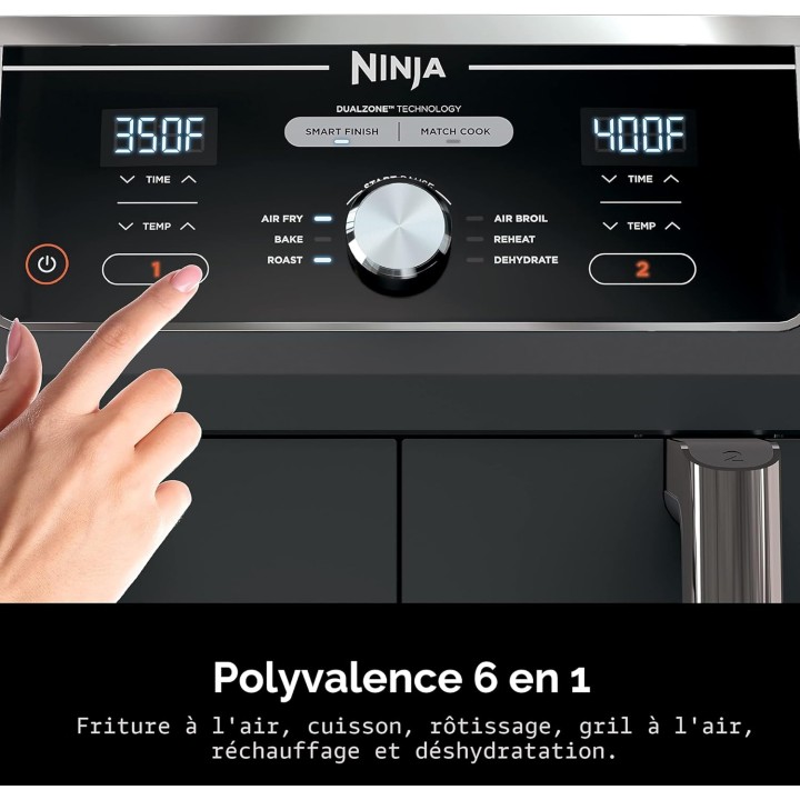 Friteuse à air Ninja DualZone XL 2 paniers indépendants - Capacité 10L - Noir